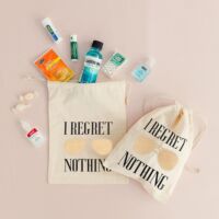 I Regret Nothing Hangover White Cotton Drawstring Gift Bag