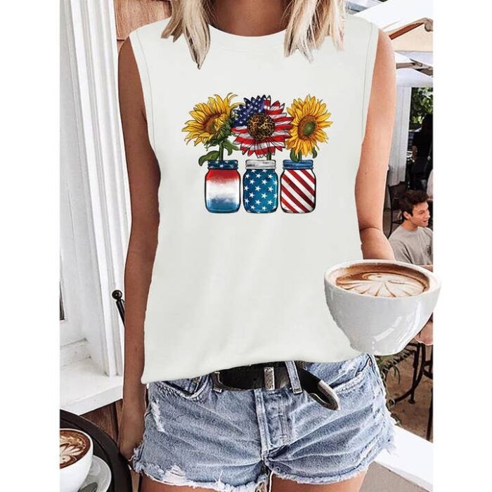Independence Day USA Flag Graphic Tank Top, BagMYGift