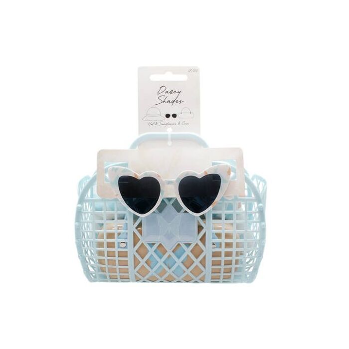 Kids Sunglasses with Hat and Case Basket Set - Butterfly