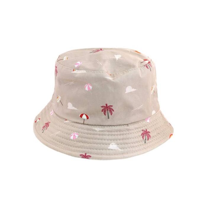 Kids Sunglasses with Case and Bucket Hat - Taupe Beach Print