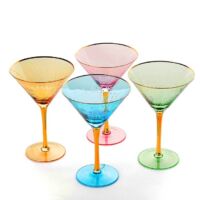 Gold Rimmed Crystal Martini Glasses 10 oz, Set of 4 Classic