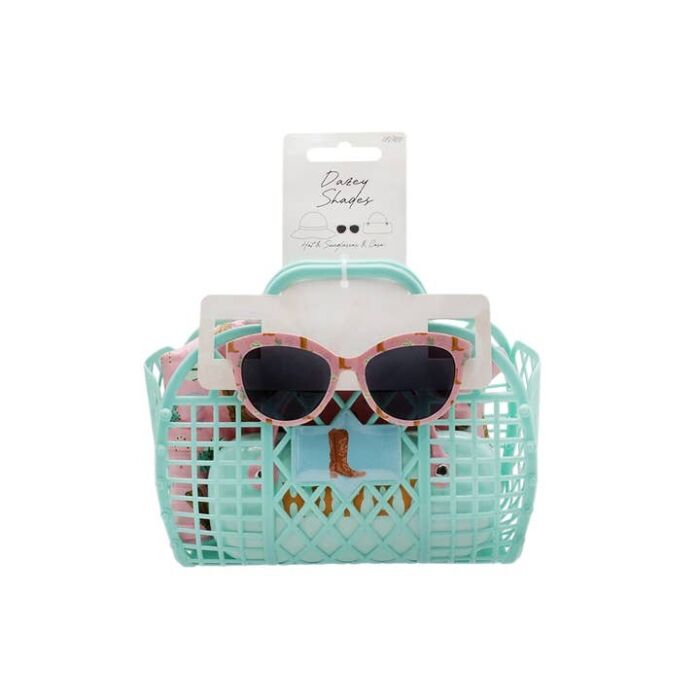 Kids Sunglasses with Case and Bucket Hat Summer Set