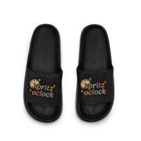 Quick Dry Pool Slide Sandals - "Spritz O'clock" - Black, BagMYGift