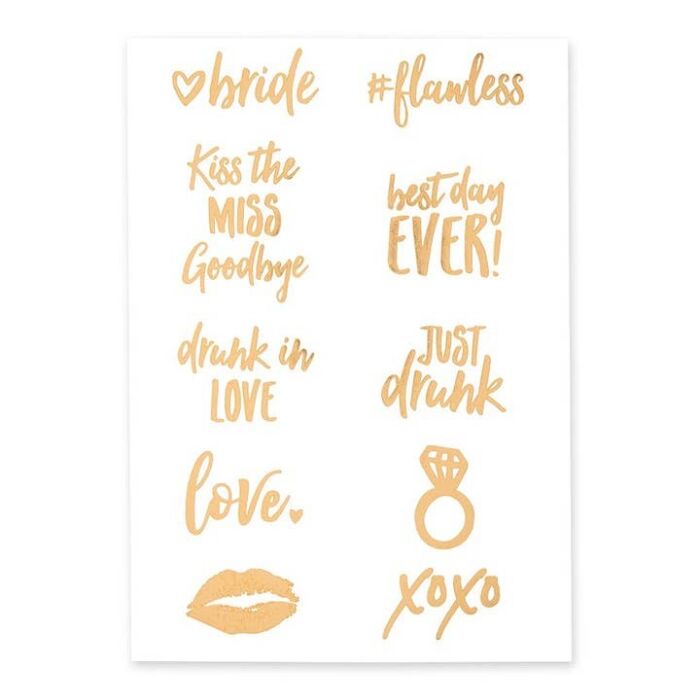 Gold Bachelorette Party Temporary Tattoos - Bridal Squad