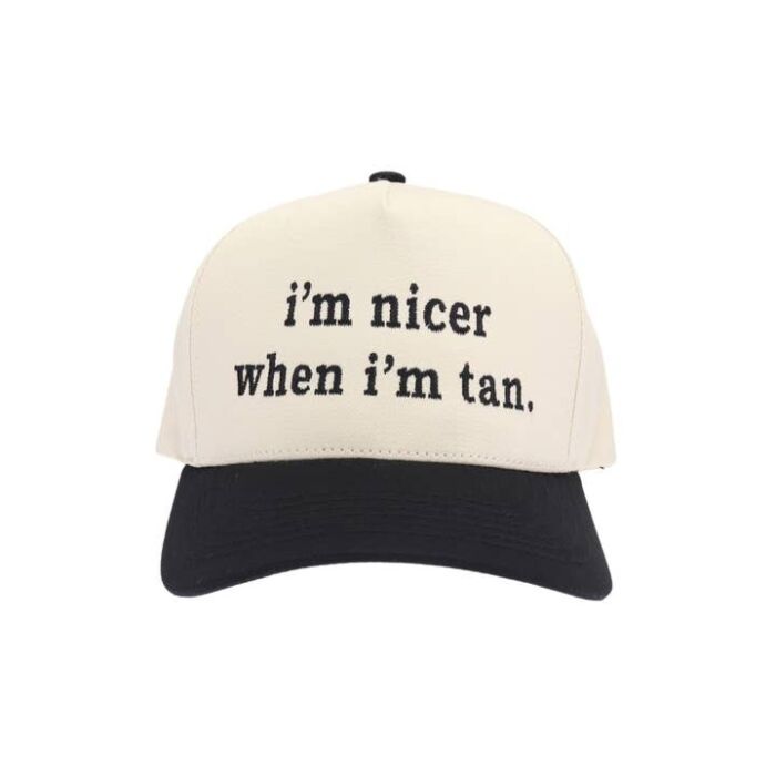 I'm Nicer When I'm Tan Embroidered Trucker Hat, BagMYGift