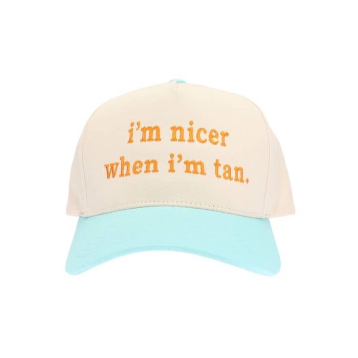 I'm Nicer When I'm Tan Embroidered Trucker Hat, BagMYGift