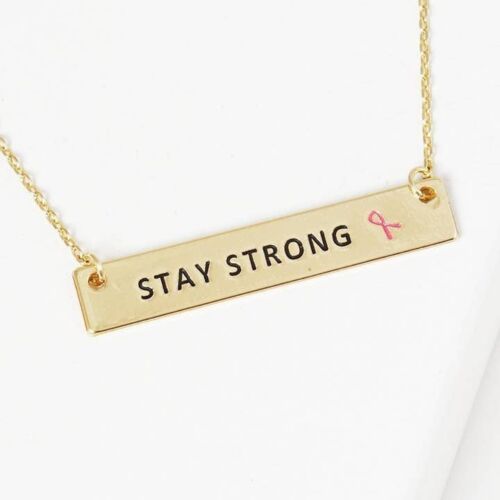 Breast Cancer Awareness "Stay Strong" Necklace, BagMYGift