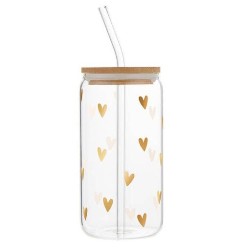 16oz Glass Tumbler - Hearts, BagMYGift