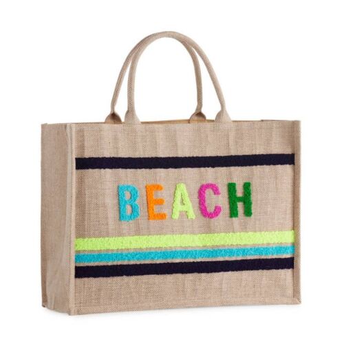"Beach" Beach Bag, Natural, BagMYGift