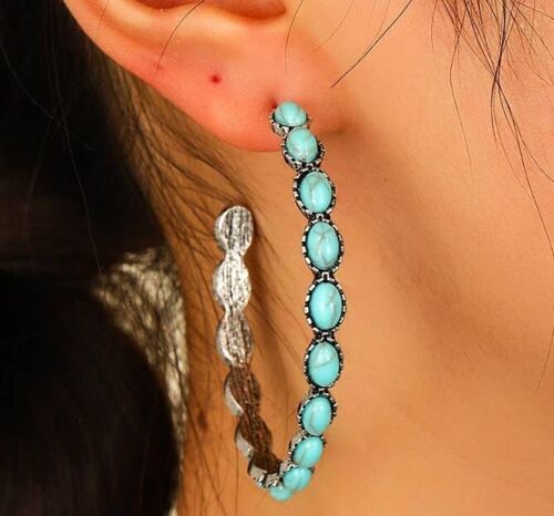 Round Turquoise Earrings, BagMYGift