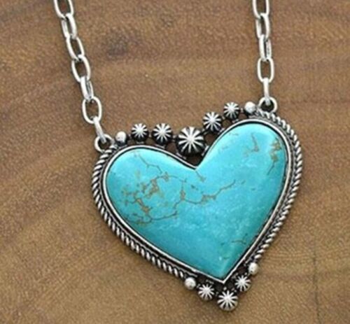 Turquoise Heart Stone Necklace BagMYGift