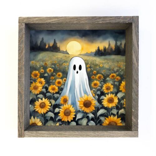 6x6 Cute Ghost in Sunflower Field, BagMYGift