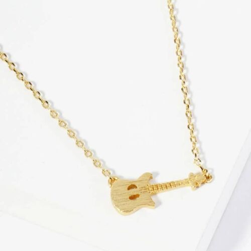 18K Gold Dipped Brass Electric Guitar Necklace, BagMYGift