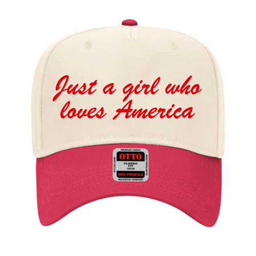 Just a Girl Who Loves America Embroidered Hat, BagMYGift